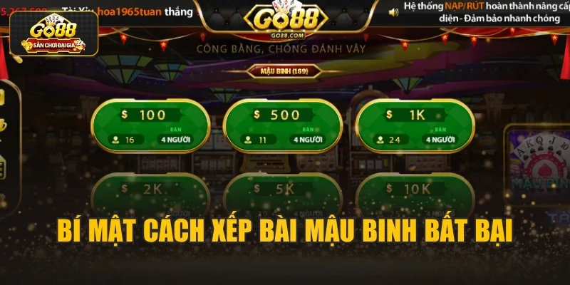 Bí mật cách xếp bài mậu binh bất bại