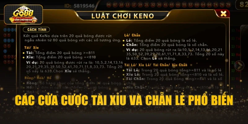 Các cửa cược Tài Xỉu và Chẵn Lẻ phổ biến