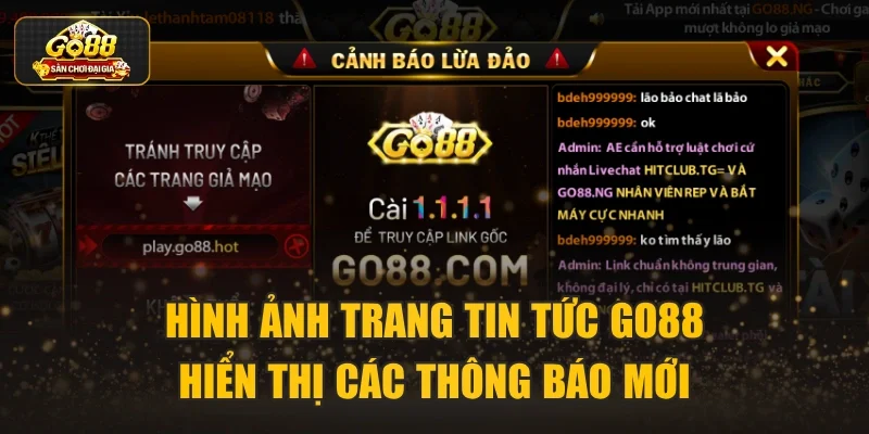 Hình ảnh trang tin tức Go88 hiển thị các thông báo mới
