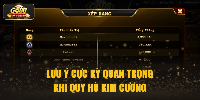 Lưu ý cực kỳ quan trọng khi quy hũ Kim Cương